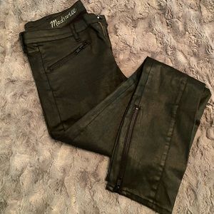 Madewell skinny black coated jeans w/ ankle zipper